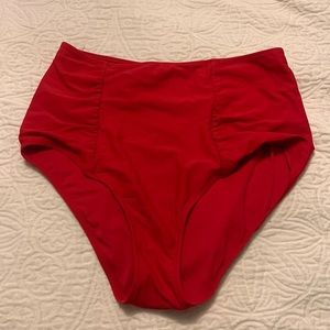 Red high waisted Aerie bikini bottoms